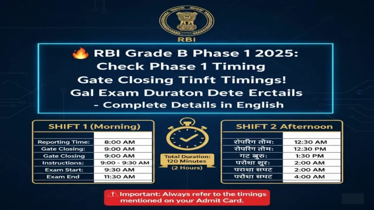 rbi-grade-b-2025-phase-1-shift-timings-duration-hindi